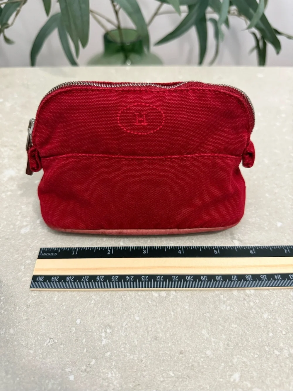 Hermes Bolide Pouch TPM Red Canvas Travel Cosmetic Bag
